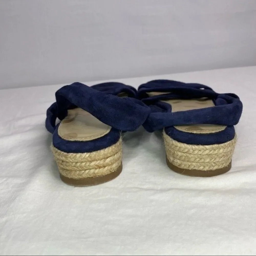 Boden Blue Suede Slingback Strappy Leather Espadrille Flat Sandals 37/6